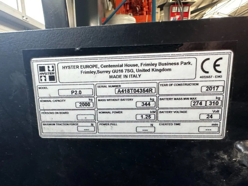 Hyster P2.0 Palletwagen 2 ton Elektra Pallettruck - Paletový vozík: obrázek 4 Hyster P2.0 Palletwagen 2 ton Elektra Pallettruck - Paletový vozík: obrázek 4