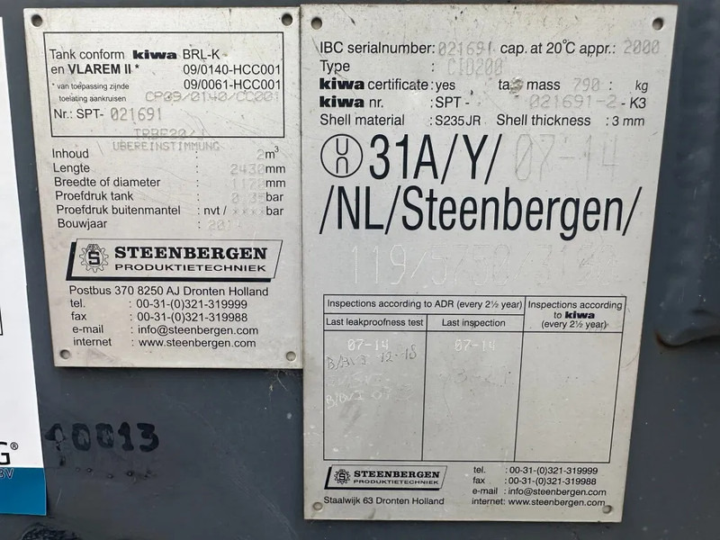 IBC Steenbergen Kiwa IBC 2000 liter dieseltank met handpomp Milieutank - Lodní kontejner: obrázek 3 IBC Steenbergen Kiwa IBC 2000 liter dieseltank met handpomp Milieutank - Lodní kontejner: obrázek 3