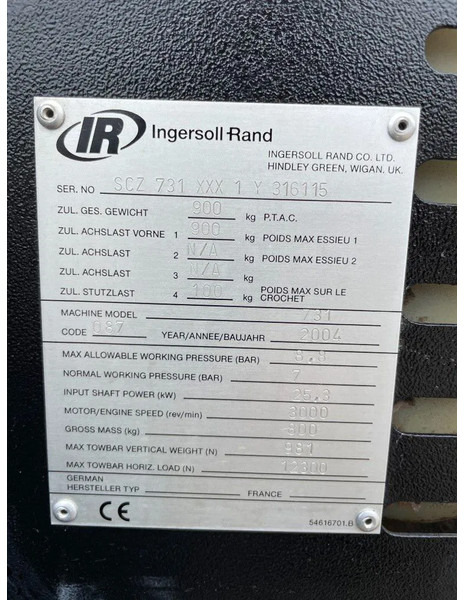 Ingersoll Rand 731 Isuzu diesel, 3,1 m3 - 7 Bar mobiele compressor LOW HOURS! - Mobilní kompresor: obrázek 4 Ingersoll Rand 731 Isuzu diesel, 3,1 m3 - 7 Bar mobiele compressor LOW HOURS! - Mobilní kompresor: obrázek 4