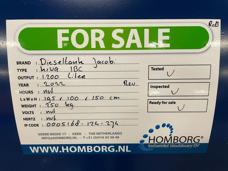 Skladovací nádrž Jacobi Dieseltank 1200 Liter Jacobi Kiwa: obrázek 8 Skladovací nádrž Jacobi Dieseltank 1200 Liter Jacobi Kiwa: obrázek 8