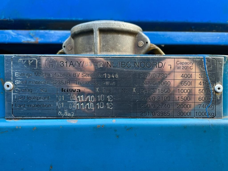 Kiwa IBC 1000 liter dieseltank met keuring - Skladovací nádrž: obrázek 2 Kiwa IBC 1000 liter dieseltank met keuring - Skladovací nádrž: obrázek 2