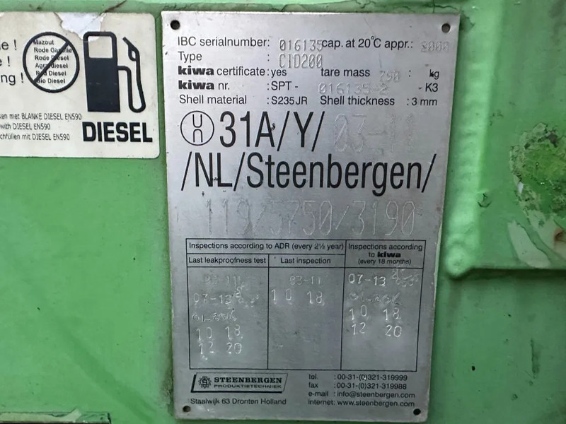 Kiwa IBC Steenbergen 2000 liter Dieseltank met handpomp Milieutank - Skladovací nádrž: obrázek 3 Kiwa IBC Steenbergen 2000 liter Dieseltank met handpomp Milieutank - Skladovací nádrž: obrázek 3