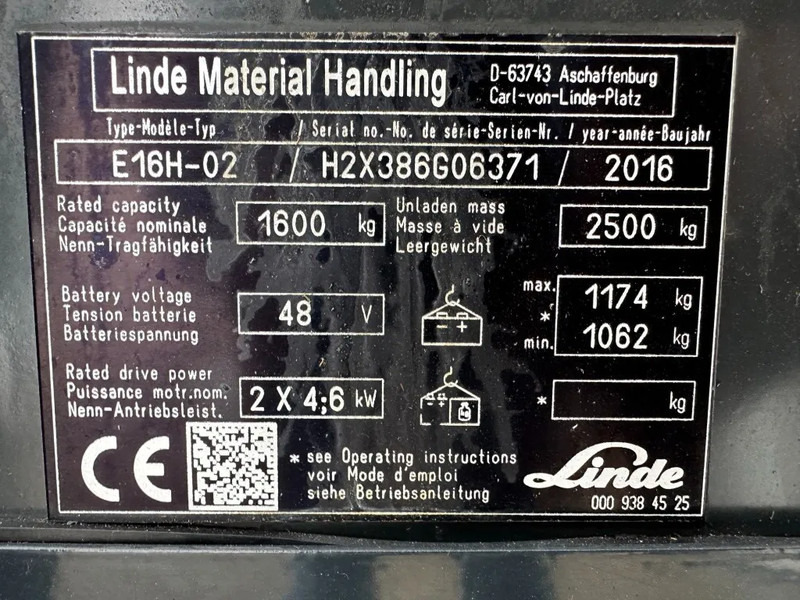 Linde E16H-02 1.6 ton Triplex Freelift Sideshift Elektra Heftruck 2016 - Elektrický vysokozdvižný vozík: obrázek 4 Linde E16H-02 1.6 ton Triplex Freelift Sideshift Elektra Heftruck 2016 - Elektrický vysokozdvižný vozík: obrázek 4