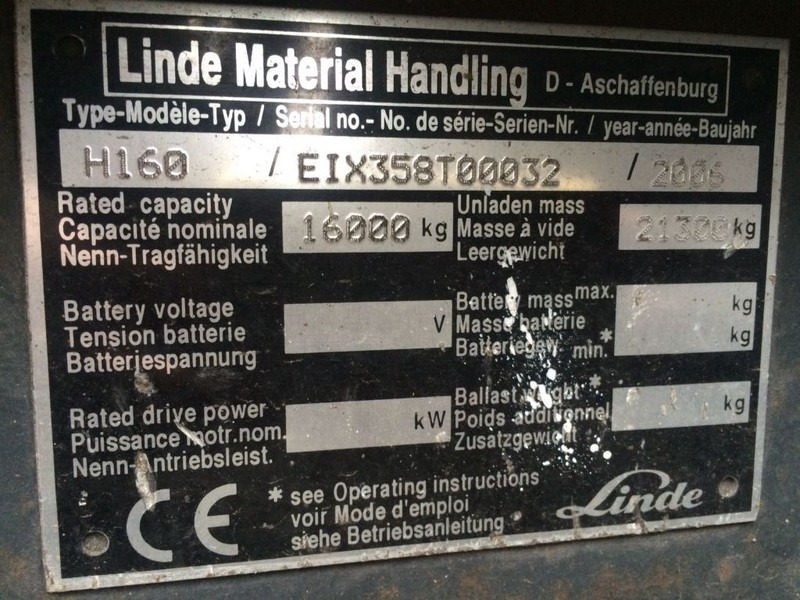 Dieselový vysokozdvižný vozík Linde H160 16 ton Diesel Sideshift Positioner Heftruck: obrázek 6