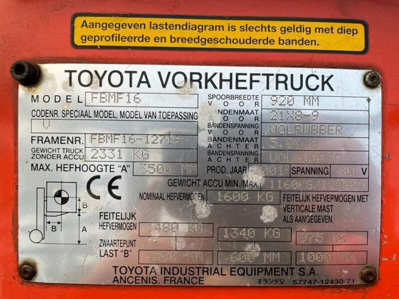 Toyota 1.6 ton FBMF16 Duplex Sideshift Elektra Heftruck - Elektrický vysokozdvižný vozík: obrázek 4 Toyota 1.6 ton FBMF16 Duplex Sideshift Elektra Heftruck - Elektrický vysokozdvižný vozík: obrázek 4
