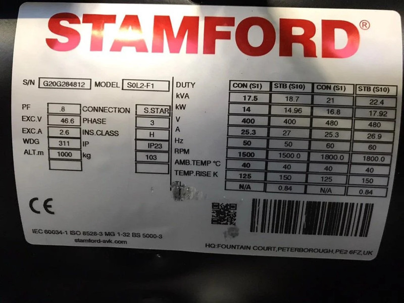 Elektrický generátor Yanmar HYW 17 Stamford 19 kVA Stage 5 generatorset: obrázek 8