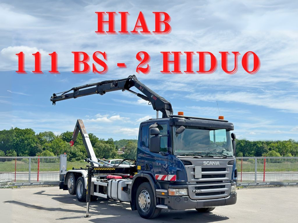Scania P 360 * ABROLLKIPPER * HIAB 111 BS -2 HIDUO/FUNK - Hákový nosič kontejnerů, Auto s hydraulickou rukou: obrázek 1 Scania P 360 * ABROLLKIPPER * HIAB 111 BS -2 HIDUO/FUNK - Hákový nosič kontejnerů, Auto s hydraulickou rukou: obrázek 1