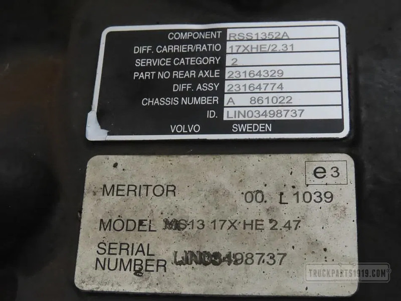 Volvo Axle & Steering Parts Differentieel RSS1352A R=2.31 - Diferenciál pro Nákladní auto: obrázek 3 Volvo Axle & Steering Parts Differentieel RSS1352A R=2.31 - Diferenciál pro Nákladní auto: obrázek 3