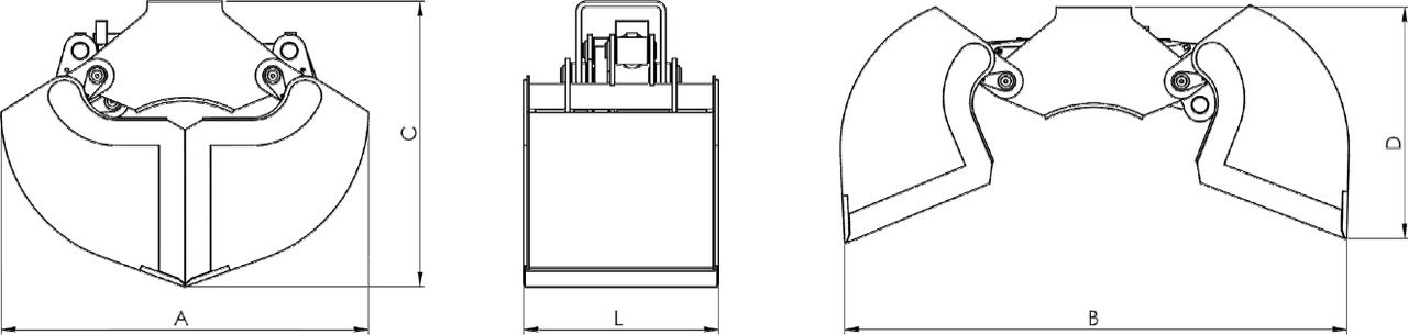 Clamshell bucket with sidewalls BV-L 125 - Lžícový drapák pro Hydraulická ruka: obrázek 4 Clamshell bucket with sidewalls BV-L 125 - Lžícový drapák pro Hydraulická ruka: obrázek 4