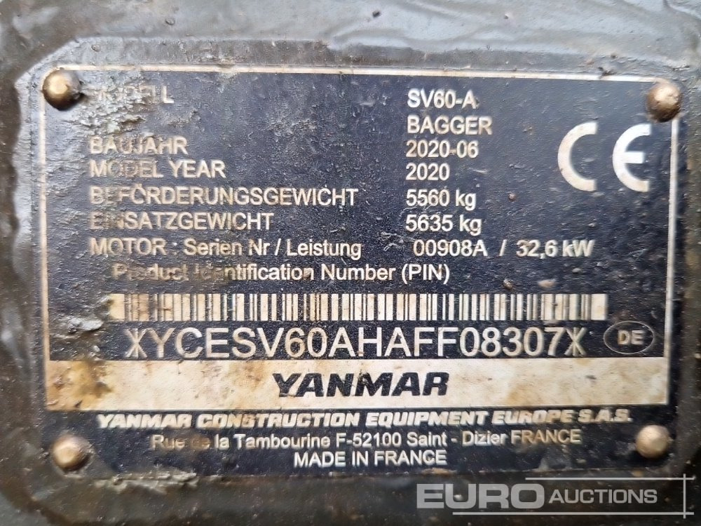 Mini rýpadlo 2020 Yanmar SV60-6A: obrázek 38