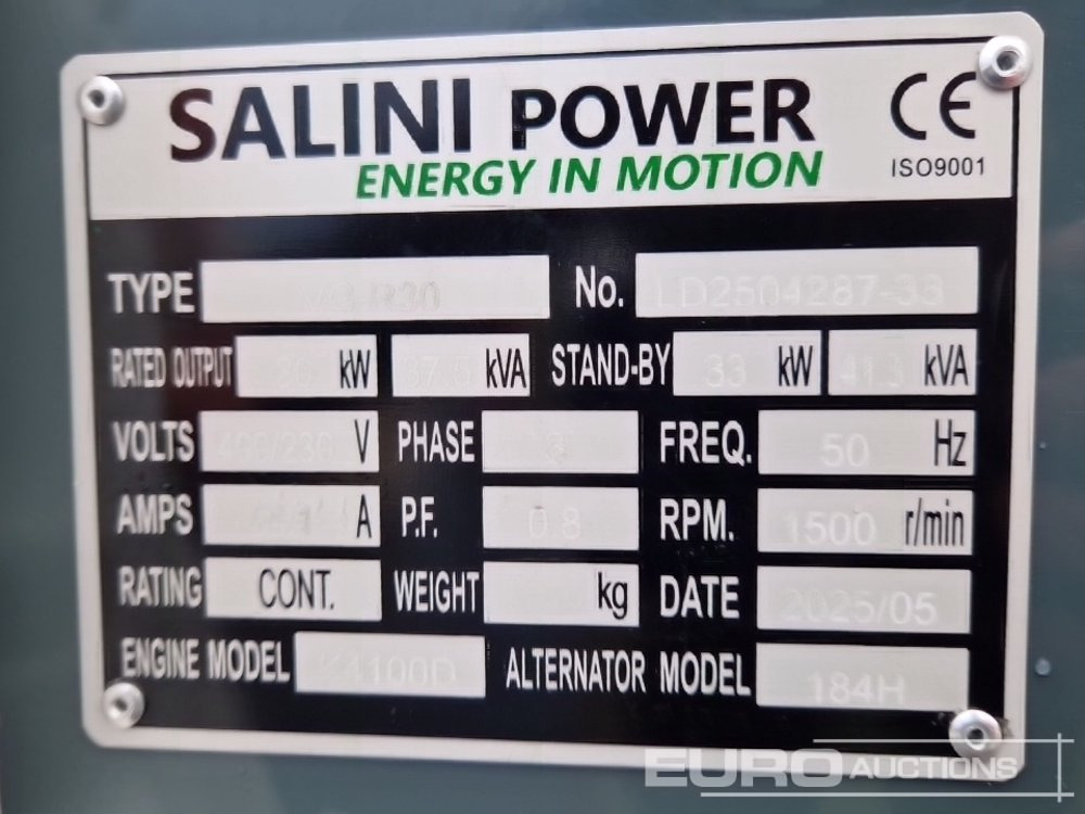 Elektrický generátor Unused Salini 30kVA Static Generator: obrázek 16