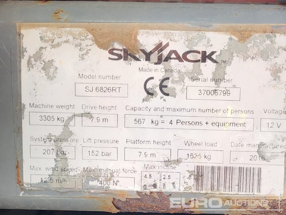 2016 SkyJack SJ6826RT - Pracovní plošina: obrázek 2 2016 SkyJack SJ6826RT - Pracovní plošina: obrázek 2