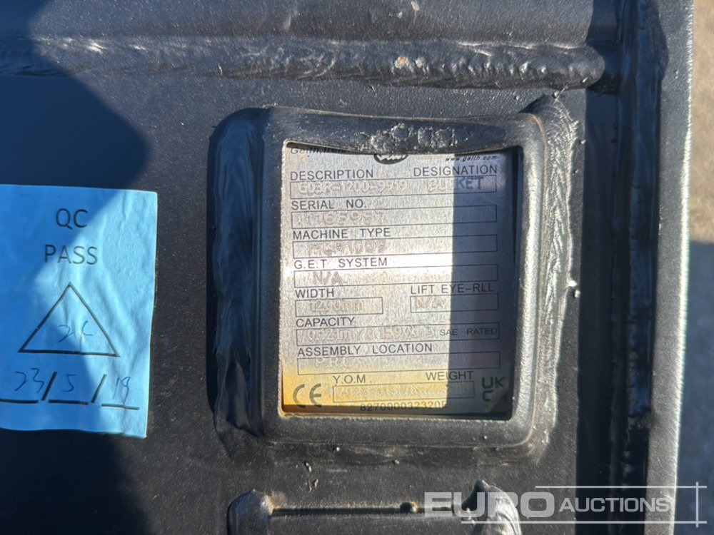 Nový Lžíce Geith Ditching Bucket G03R-1200-9919 to suit MCR1009 (S/Ns 1165970, 1165957) (2 of): obrázek 6 Nový Lžíce Geith Ditching Bucket G03R-1200-9919 to suit MCR1009 (S/Ns 1165970, 1165957) (2 of): obrázek 6
