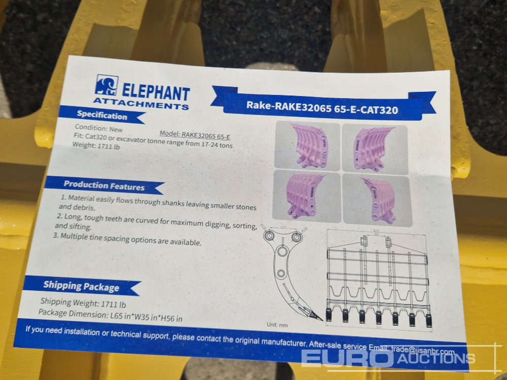 Nový Lžíce na bagr pro Rýpadlo Unused 2025 Elephant  RAKE32065 65-E: obrázek 6