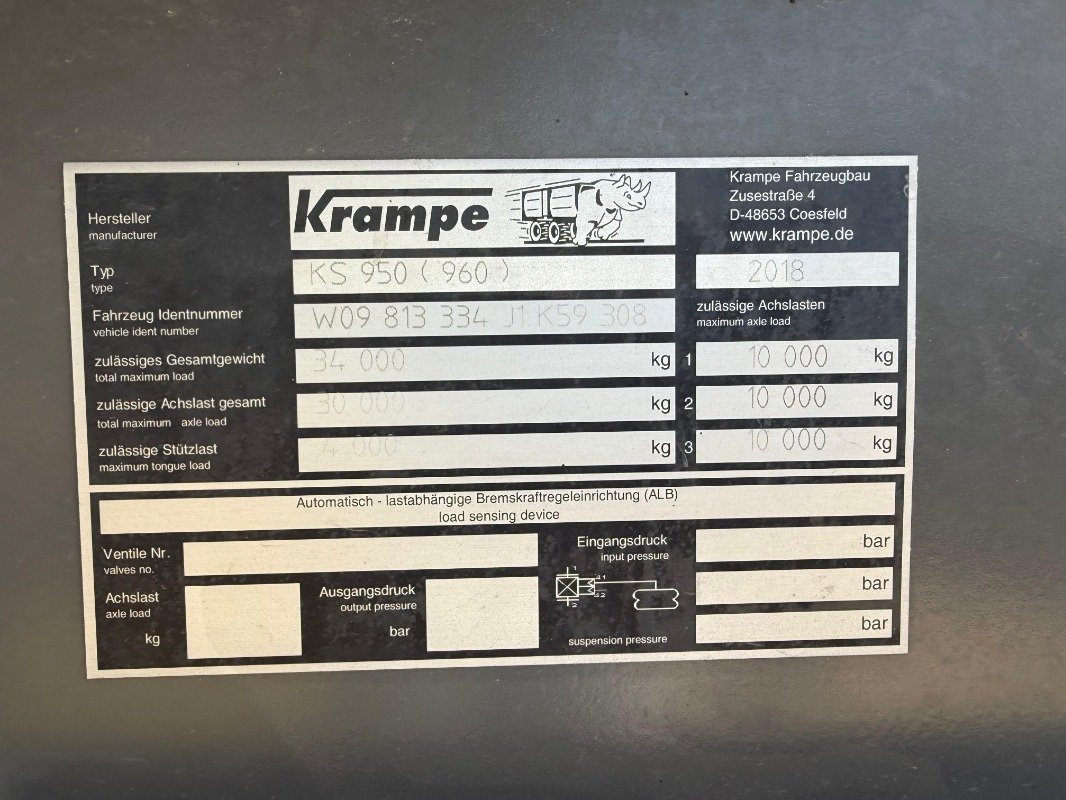 Krampe ALU Kippsattel KS 950 Roadrunn - Sklápěč: obrázek 3 Krampe ALU Kippsattel KS 950 Roadrunn - Sklápěč: obrázek 3