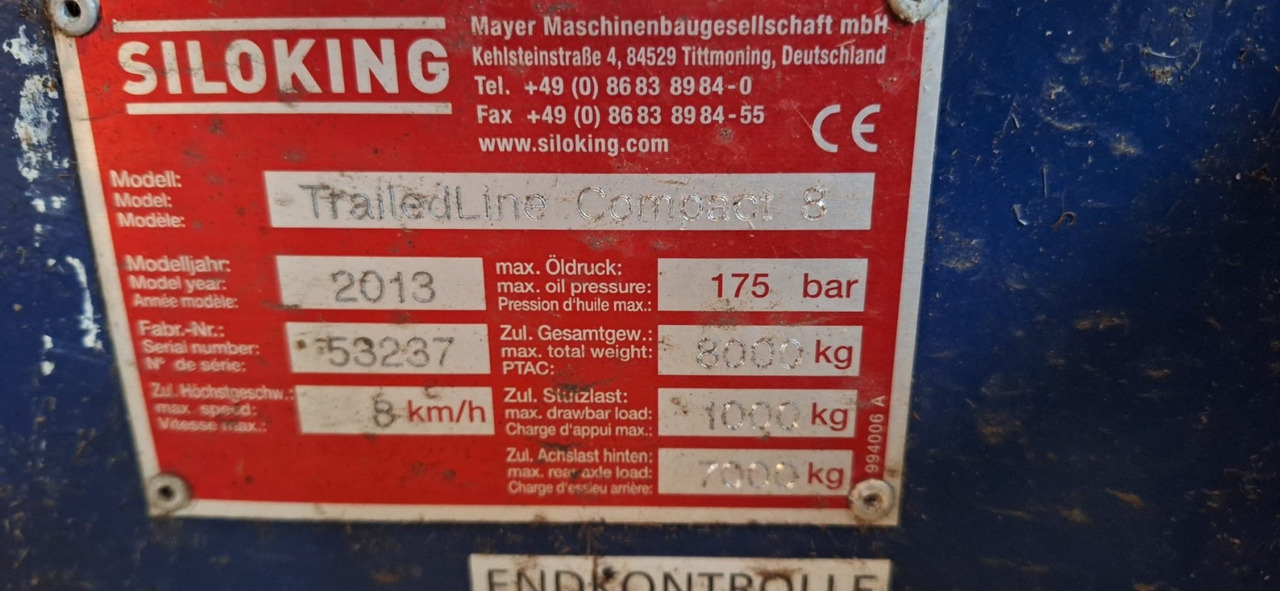 Siloking TrailedLine Compact 8 - Krmný míchací vůz: obrázek 5 Siloking TrailedLine Compact 8 - Krmný míchací vůz: obrázek 5
