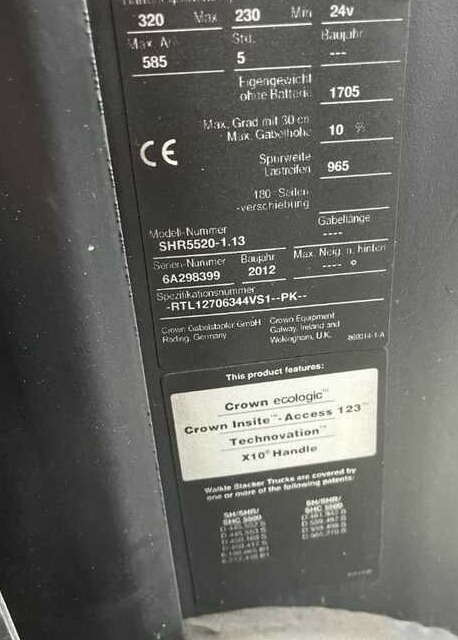 Crown SHR5520-1.13 - Stohovací vozík: obrázek 4 Crown SHR5520-1.13 - Stohovací vozík: obrázek 4