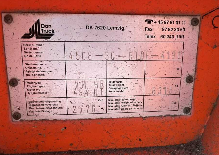 Dan Truck 4508 - Dieselový vysokozdvižný vozík: obrázek 4 Dan Truck 4508 - Dieselový vysokozdvižný vozík: obrázek 4