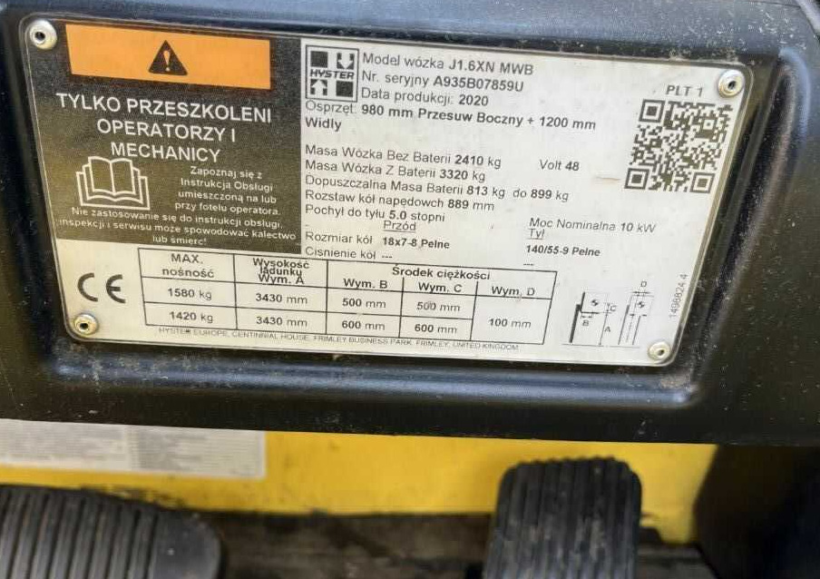 Hyster J1.6XN - Elektrický vysokozdvižný vozík: obrázek 4 Hyster J1.6XN - Elektrický vysokozdvižný vozík: obrázek 4
