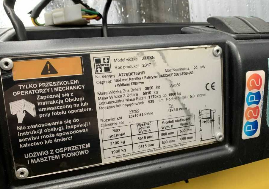 Hyster J3.0XN - Elektrický vysokozdvižný vozík: obrázek 4 Hyster J3.0XN - Elektrický vysokozdvižný vozík: obrázek 4