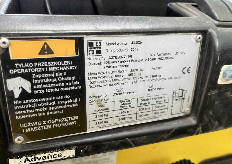 Hyster J3.0XN - Elektrický vysokozdvižný vozík: obrázek 4 Hyster J3.0XN - Elektrický vysokozdvižný vozík: obrázek 4