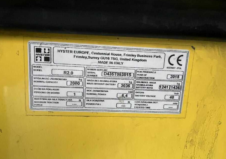 Hyster R2.0 leasing Hyster R2.0: obrázek 7 Hyster R2.0 leasing Hyster R2.0: obrázek 7