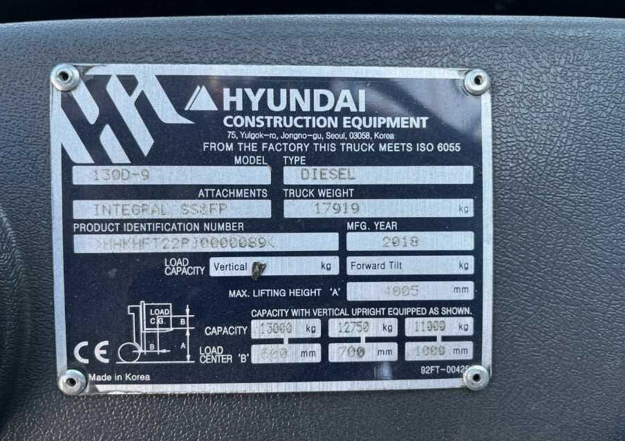 Hyundai 130D-9 - Dieselový vysokozdvižný vozík: obrázek 3 Hyundai 130D-9 - Dieselový vysokozdvižný vozík: obrázek 3