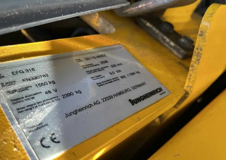 Jungheinrich EFG316 - Elektrický vysokozdvižný vozík: obrázek 4 Jungheinrich EFG316 - Elektrický vysokozdvižný vozík: obrázek 4