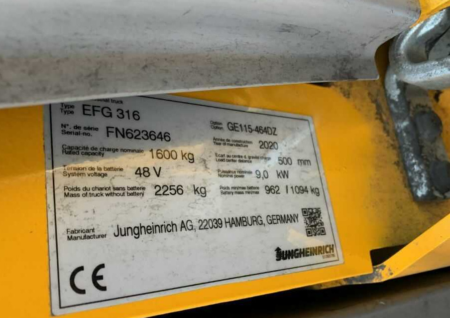Jungheinrich EFG316 - Elektrický vysokozdvižný vozík: obrázek 4 Jungheinrich EFG316 - Elektrický vysokozdvižný vozík: obrázek 4