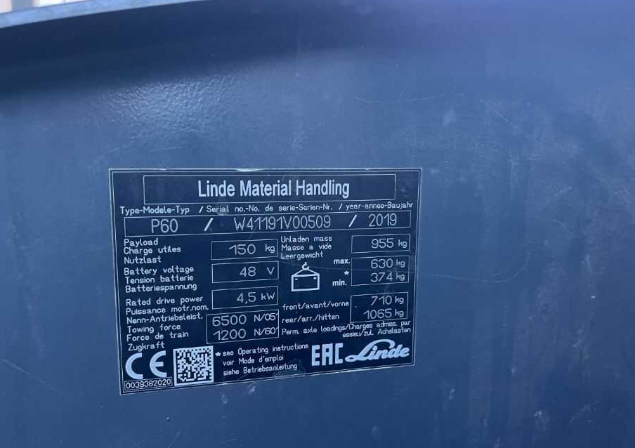 Linde P60 - Elektrický tahač: obrázek 4 Linde P60 - Elektrický tahač: obrázek 4