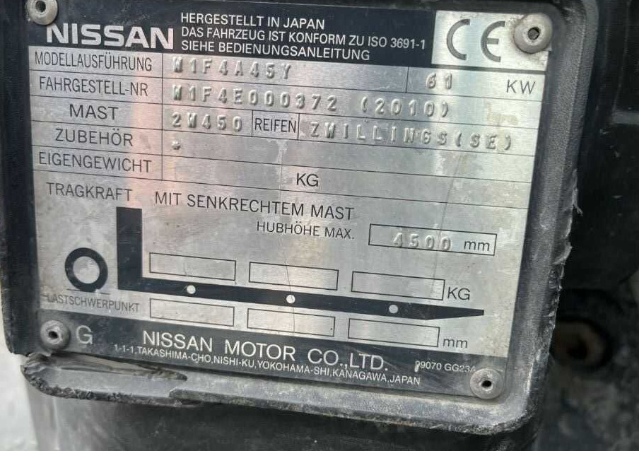 Nissan W1F4A45Y - Dieselový vysokozdvižný vozík: obrázek 3 Nissan W1F4A45Y - Dieselový vysokozdvižný vozík: obrázek 3