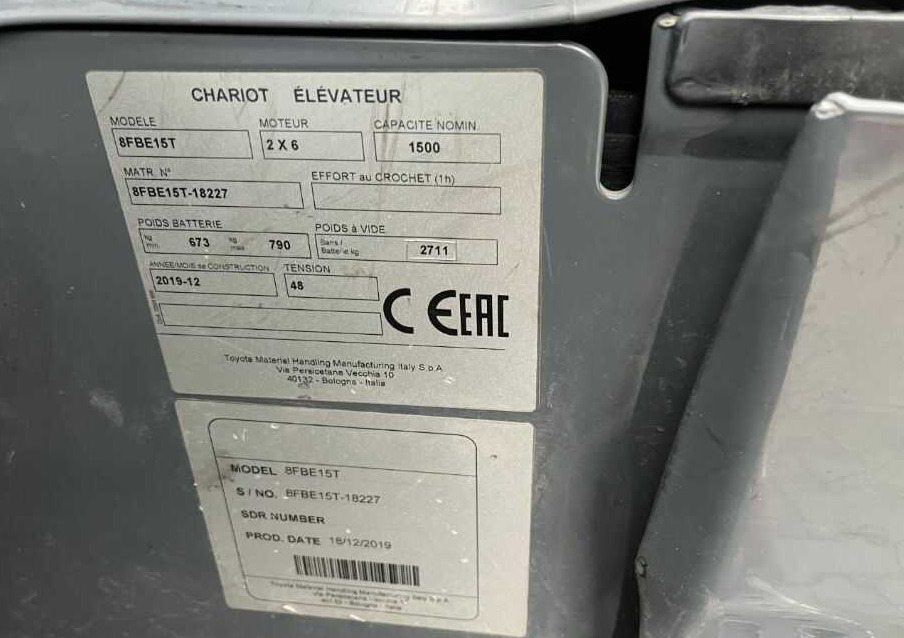Toyota 8FBE15T - Elektrický vysokozdvižný vozík: obrázek 4 Toyota 8FBE15T - Elektrický vysokozdvižný vozík: obrázek 4
