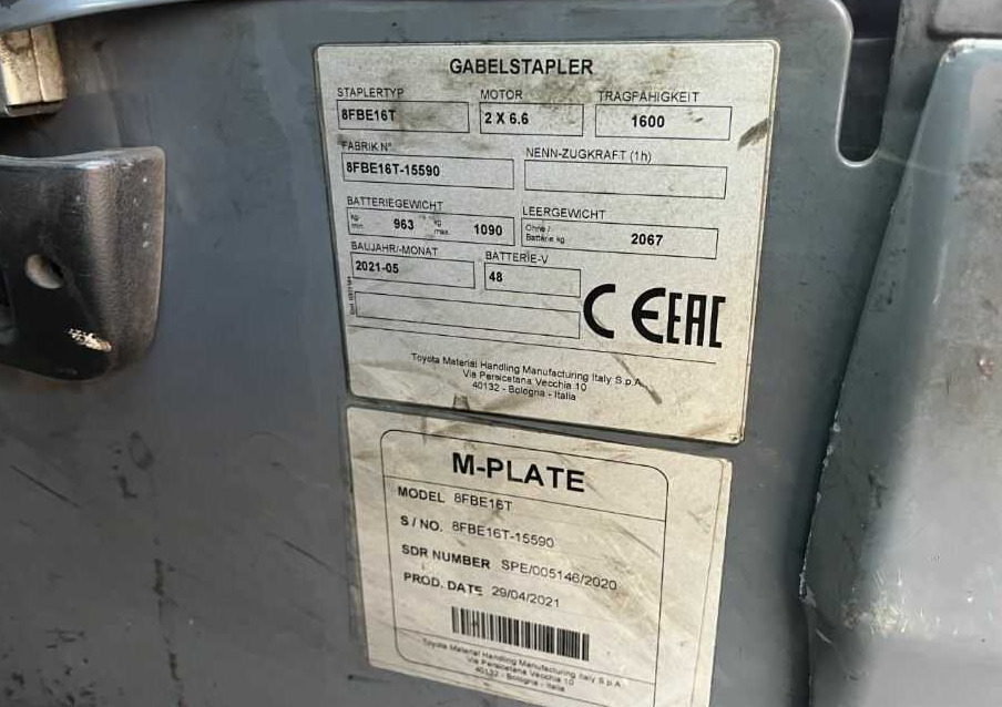 Toyota 8FBE16T - Elektrický vysokozdvižný vozík: obrázek 4 Toyota 8FBE16T - Elektrický vysokozdvižný vozík: obrázek 4