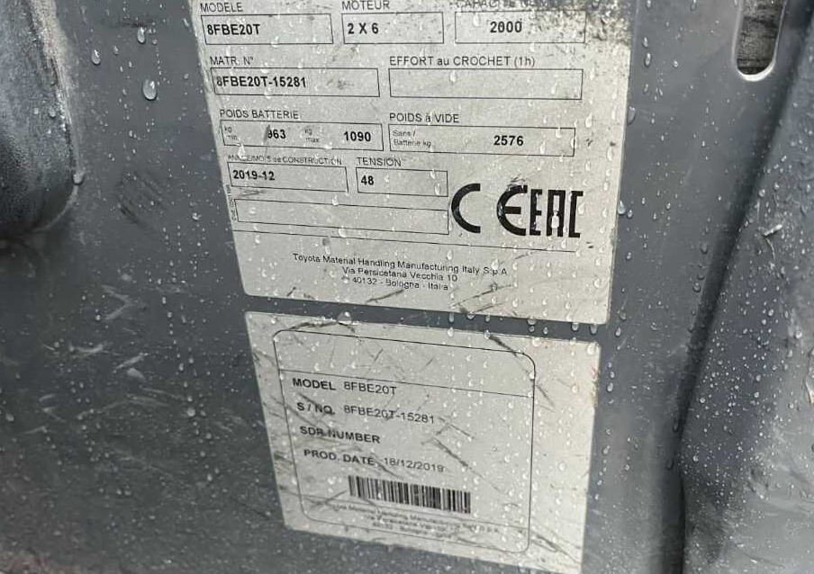Toyota 8FBE20T - Elektrický vysokozdvižný vozík: obrázek 4 Toyota 8FBE20T - Elektrický vysokozdvižný vozík: obrázek 4