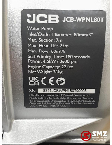 JCB Vuilwaterpomp WPNL80T JCB - Náhradní díly pro Nákladní auto: obrázek 5 JCB Vuilwaterpomp WPNL80T JCB - Náhradní díly pro Nákladní auto: obrázek 5