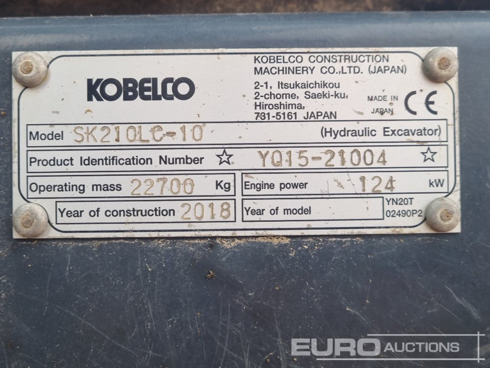 Pásové rýpadlo 2018 Kobelco SK210LC-10: obrázek 48