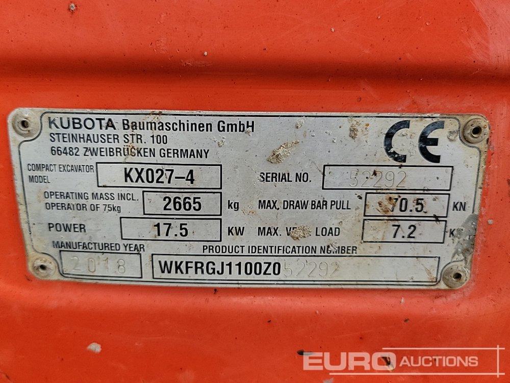 Mini rýpadlo 2018 Kubota KX027-4: obrázek 44