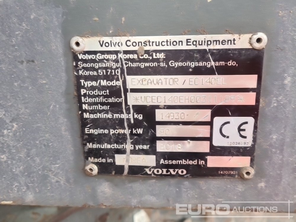 Pásové rýpadlo 2018 Volvo EC140EL: obrázek 46