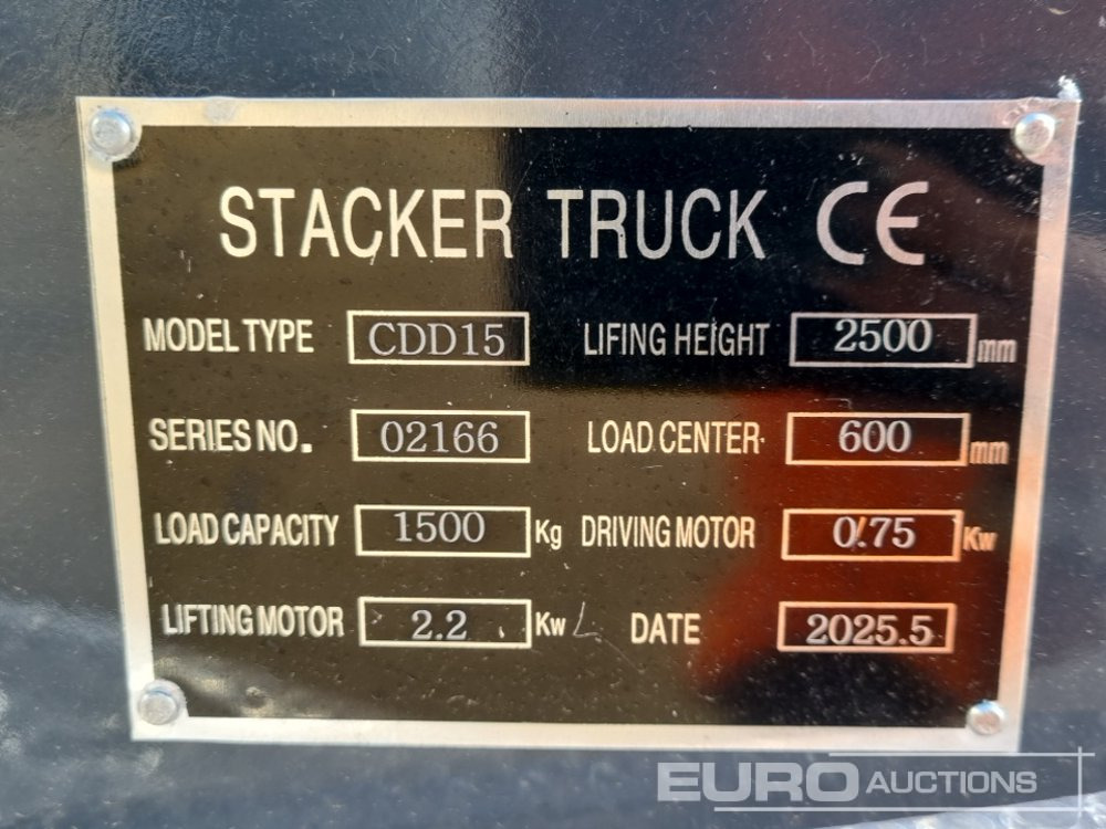 Manipulační technika Unused 2025 Electric Stack Truck, 2 Stage Free Lift Mast, Charger: obrázek 12