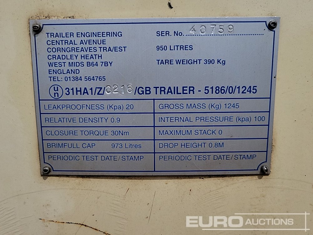 Skladovací nádrž Trailer Engineering 950 Litre: obrázek 12