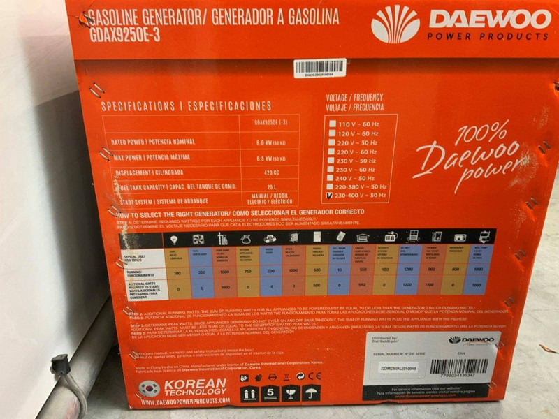 Daewoo GDAX9250E-3 - Elektrický generátor: obrázek 5 Daewoo GDAX9250E-3 - Elektrický generátor: obrázek 5