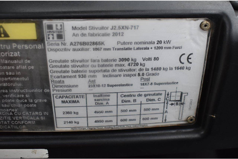 Elektrický vysokozdvižný vozík Hyster J2.5XN-717: obrázek 15