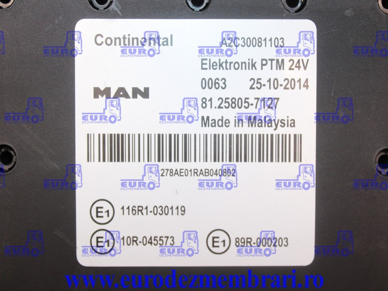 CALCULATOR PTM MAN TGX 81.25805.7127 - Řídicí blok pro Nákladní auto: obrázek 3 CALCULATOR PTM MAN TGX 81.25805.7127 - Řídicí blok pro Nákladní auto: obrázek 3